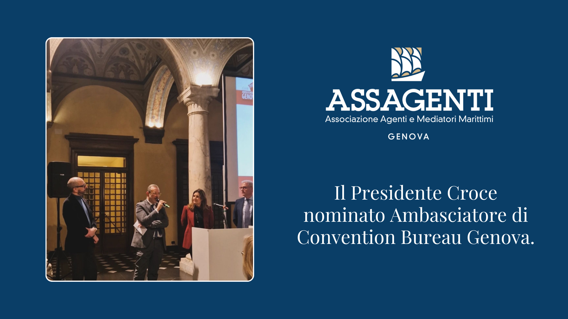 Il Presidente Assagenti nominato Ambasciatore di Convention Bureau Genova